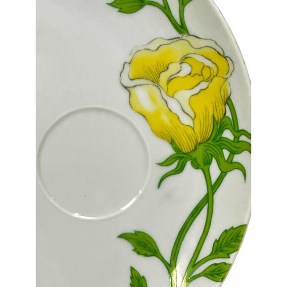Fitz & Floyd Japan 1975-1980 Retired 'Yellow Rose' 9 1/8" Snack Plates-Set of 3 - Picture 4 of 8